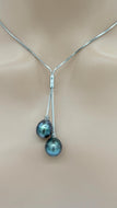 Tahitian Lariat Pearl Necklace, Two Pearl Necklace, Sterling Silver Necklace, Birthday Gift for Women, Gift for Mom, Bridesmaids Gifts