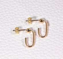 Load image into Gallery viewer, Arc Gold Earrings, 10K Solid Gold Arc Stud Earrings, Trendy Earrings for Girl

