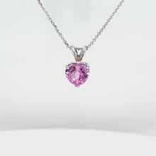 Load and play video in Gallery viewer, Pink Heart Pendant, 10K Solid Gold Heart Necklace, Sweetheart Love Gift, Birthday Gift for Girlfriend,
